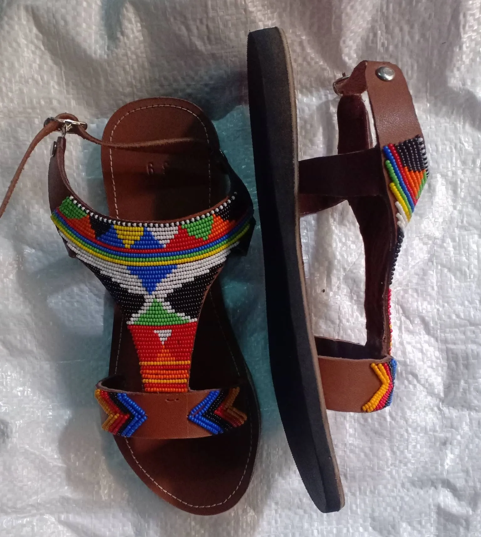 Handmade African Beaded Sandals/Authentic Maasai-Style Leather Flip-Flops Women/Boho Beach Sandals/Comfortable Summer Sandal African Gifts