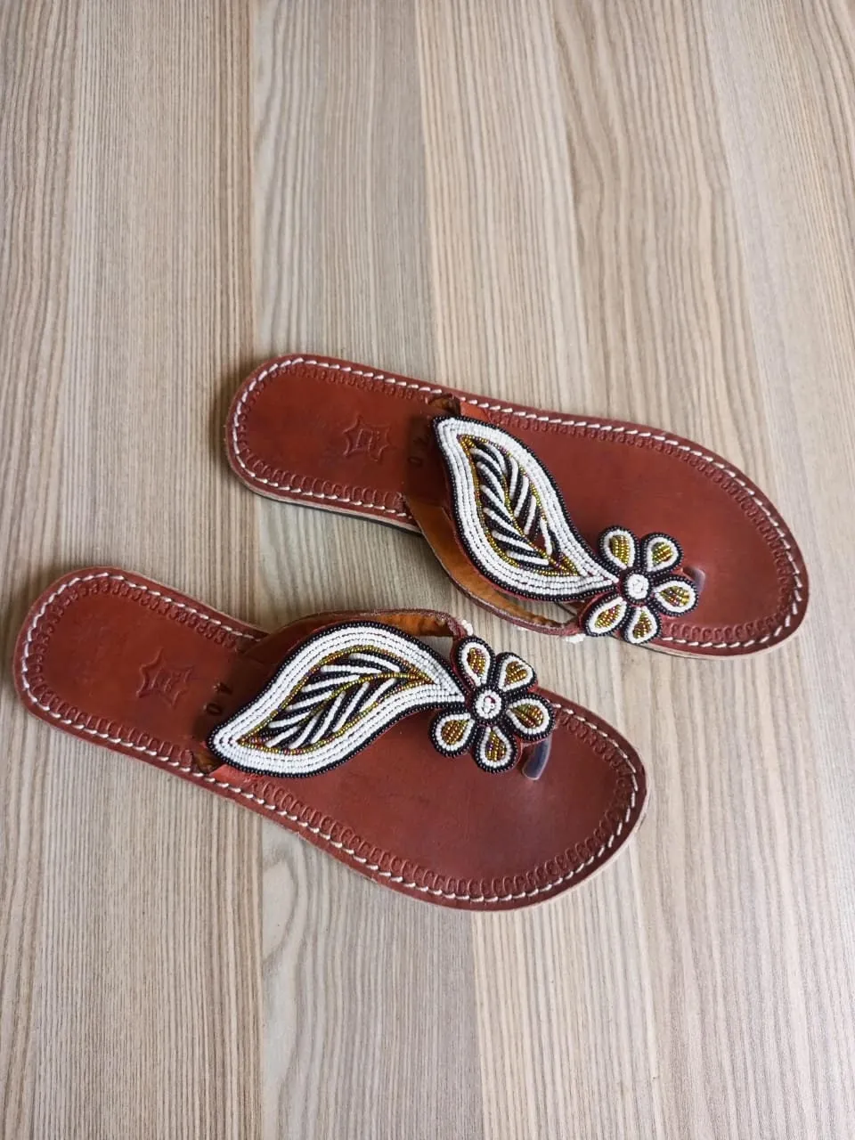 Handmade African Beaded Sandals/Authentic Maasai-Style Leather Flip-Flops Women/Boho Beach Sandals/Comfortable Summer Sandal African Gifts