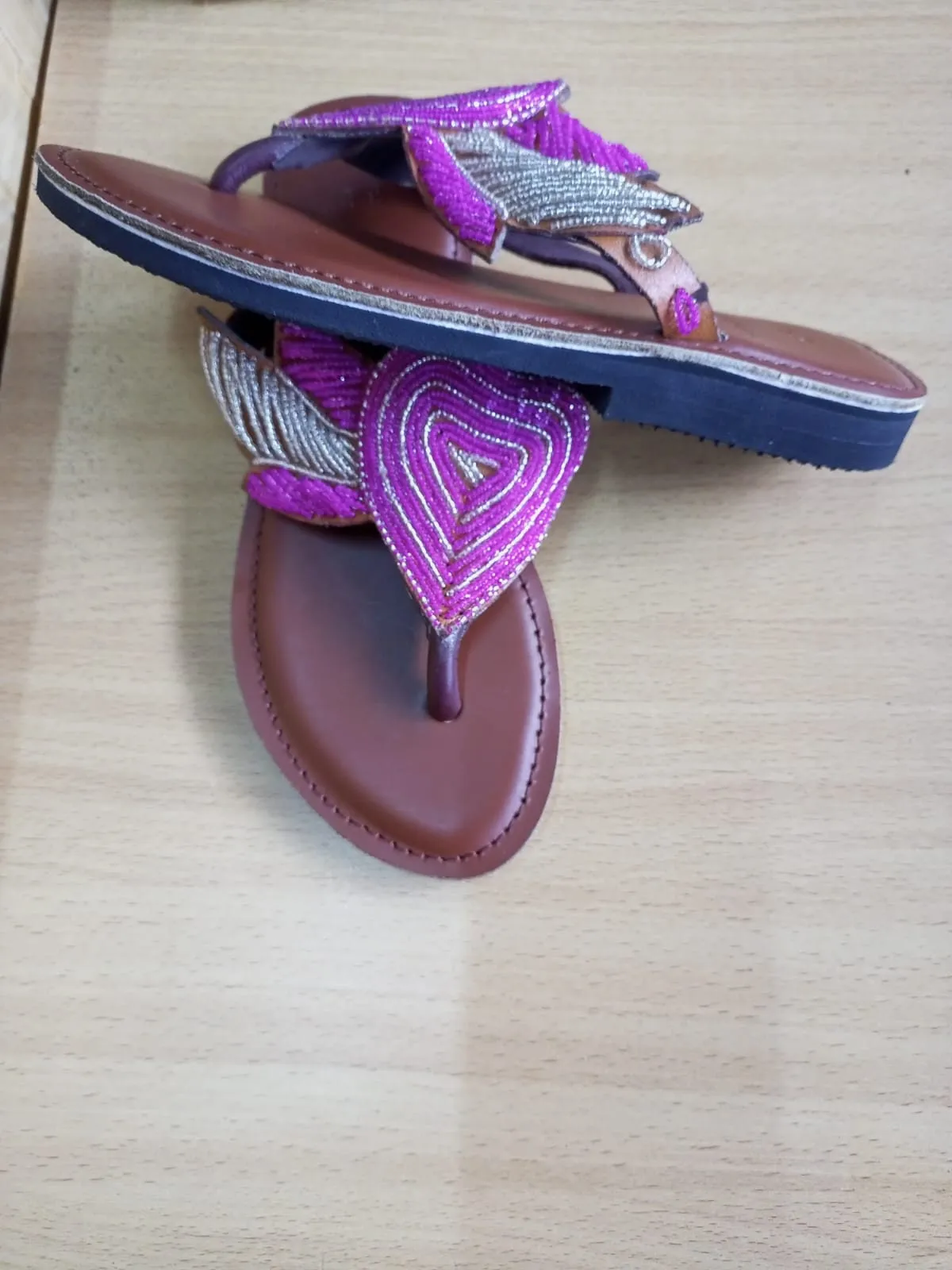 Handmade African Beaded Sandals/Authentic Maasai-Style Leather Flip-Flops Women/Boho Beach Sandals/Comfortable Summer Sandal African Gifts