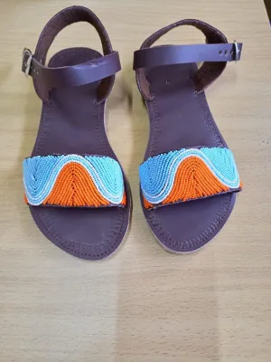 Handmade African Beaded Sandals/Authentic Maasai-Style Leather Flip-Flops Women/Boho Beach Sandals/Comfortable Summer Sandal African Gifts