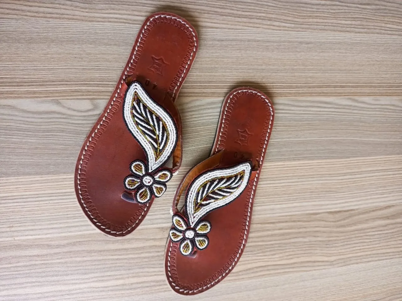 Handmade African Beaded Sandals/Authentic Maasai-Style Leather Flip-Flops Women/Boho Beach Sandals/Comfortable Summer Sandal African Gifts