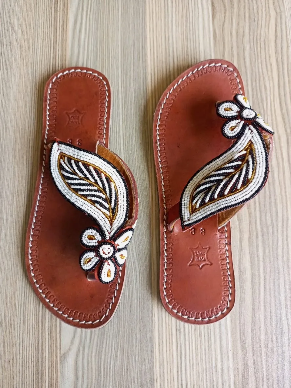 Handmade African Beaded Sandals/Authentic Maasai-Style Leather Flip-Flops Women/Boho Beach Sandals/Comfortable Summer Sandal African Gifts