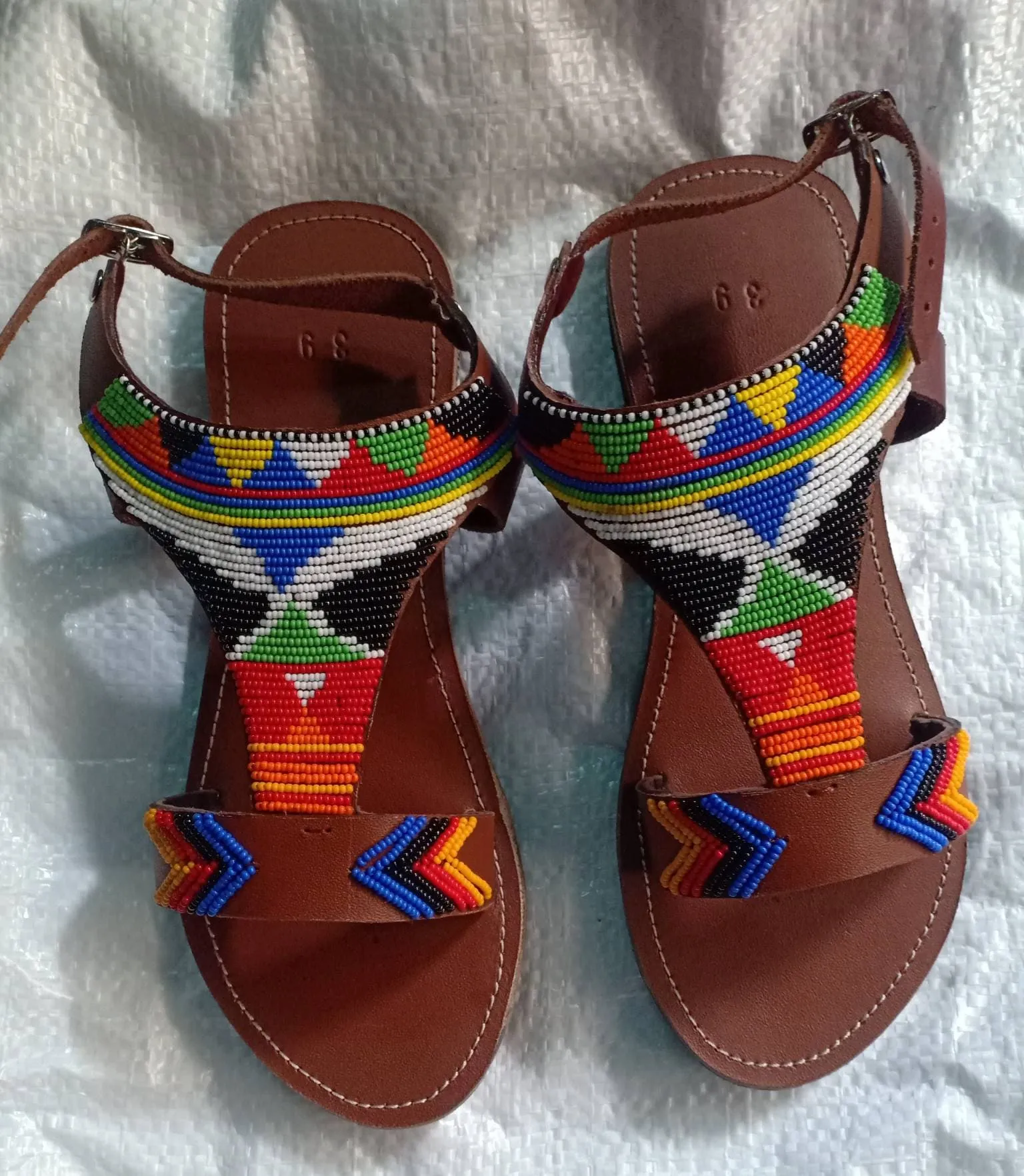 Handmade African Beaded Sandals/Authentic Maasai-Style Leather Flip-Flops Women/Boho Beach Sandals/Comfortable Summer Sandal African Gifts
