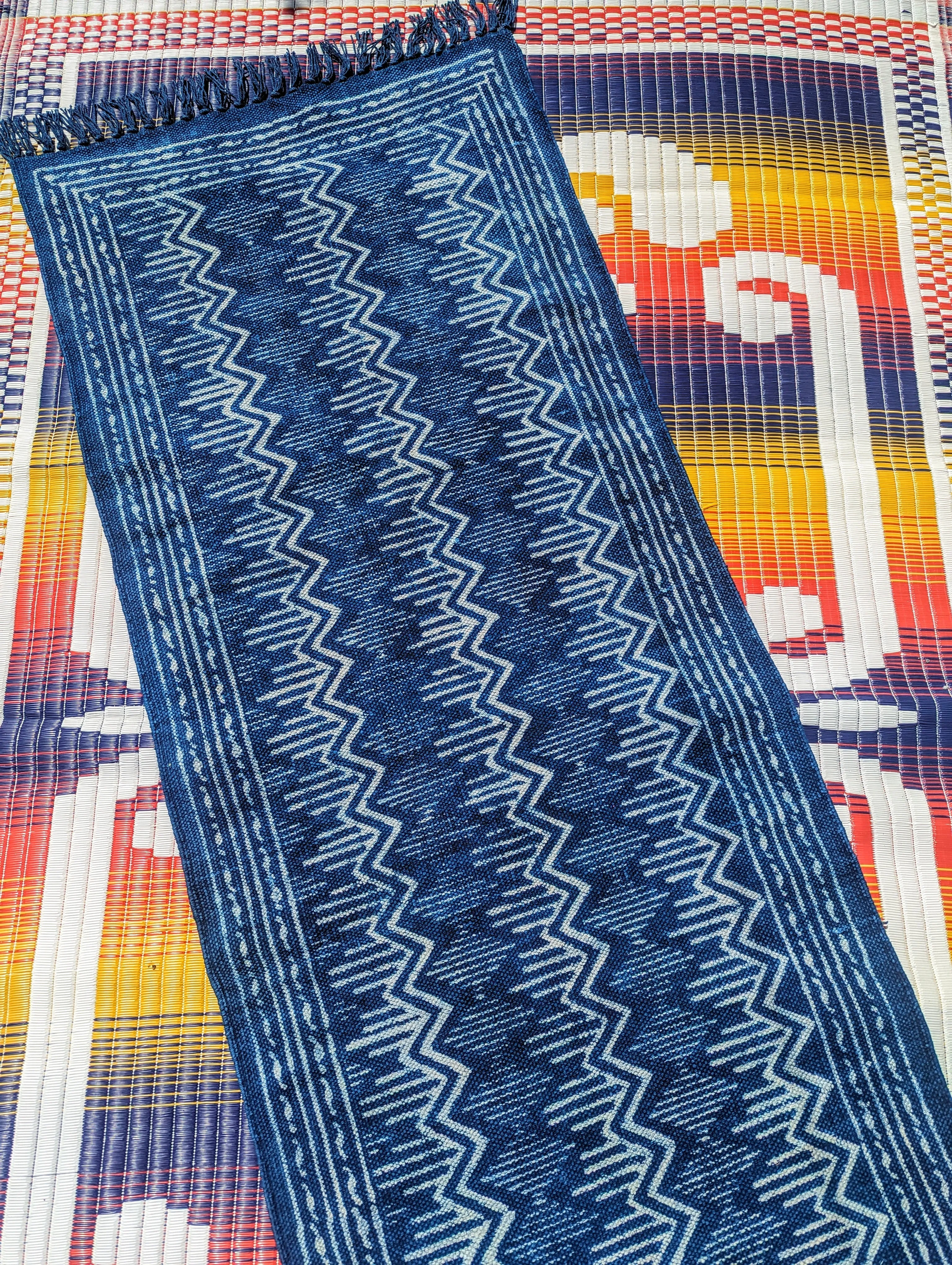 Indigo cotton flatweave runners