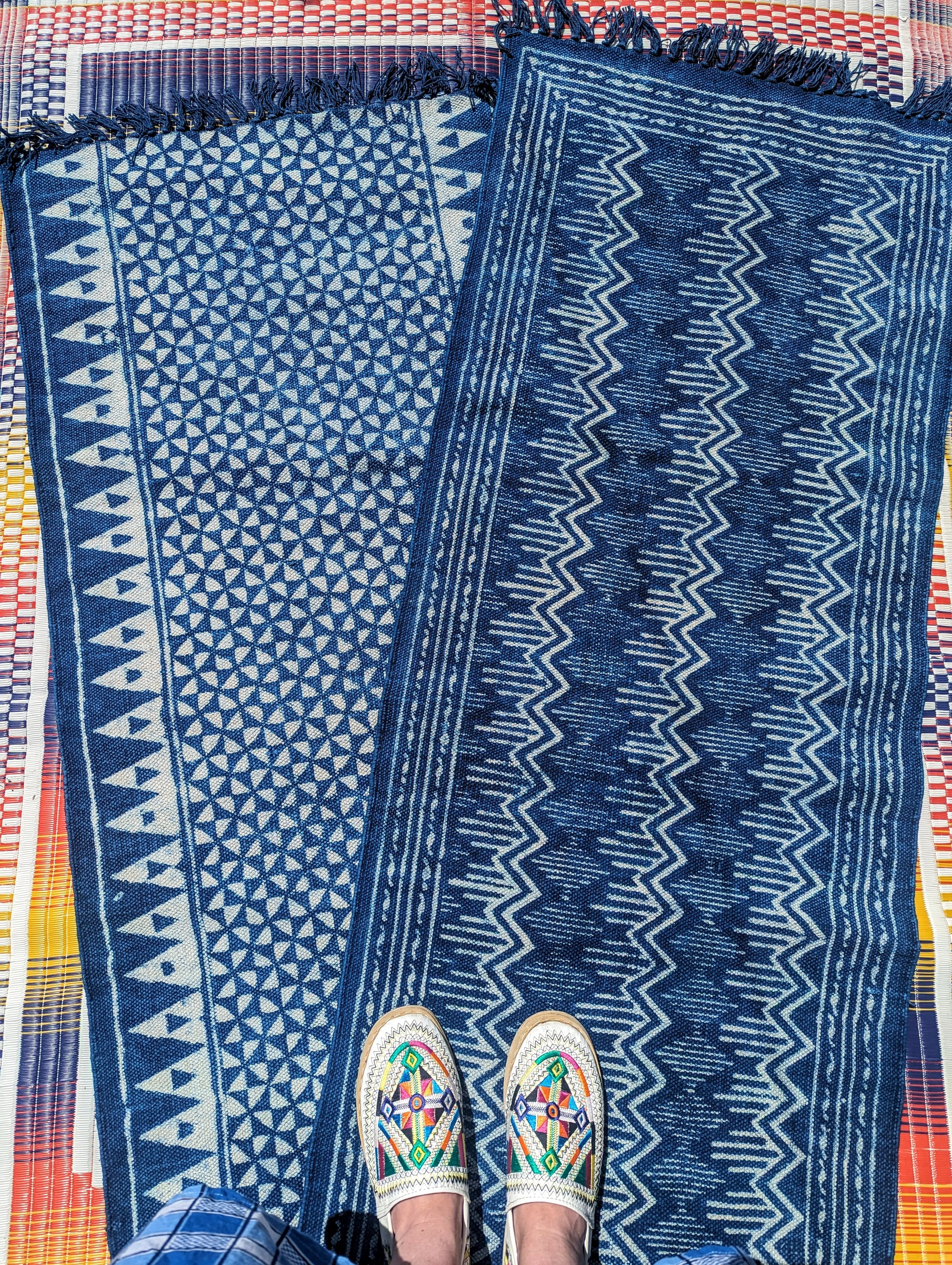 Indigo cotton flatweave runners