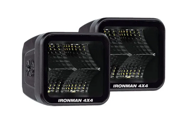 Ironman 4x4 - 40W Bright CUBE Flood Beam LED Cube Light - 81 x 75mm (Pair) - CLEAR ILED80BF