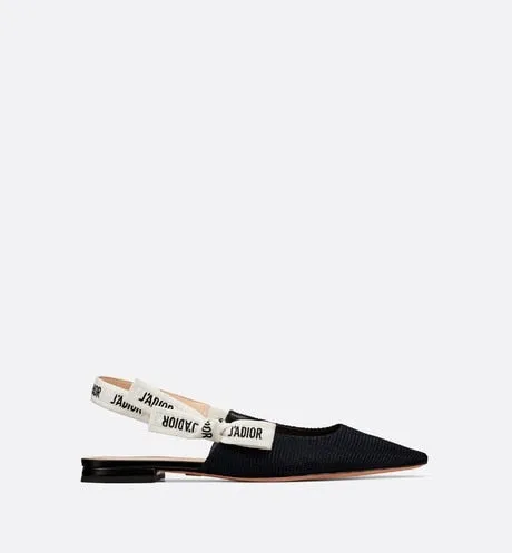 J'Adior Ballerina Flat • Black Technical Fabric
