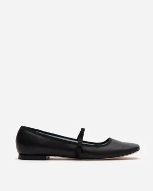 Jude Mary Jane Flat - Leather Black