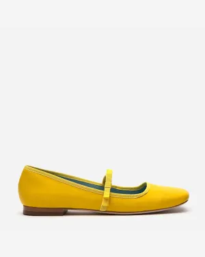 Jude Mary Jane Flat - Leather Canary