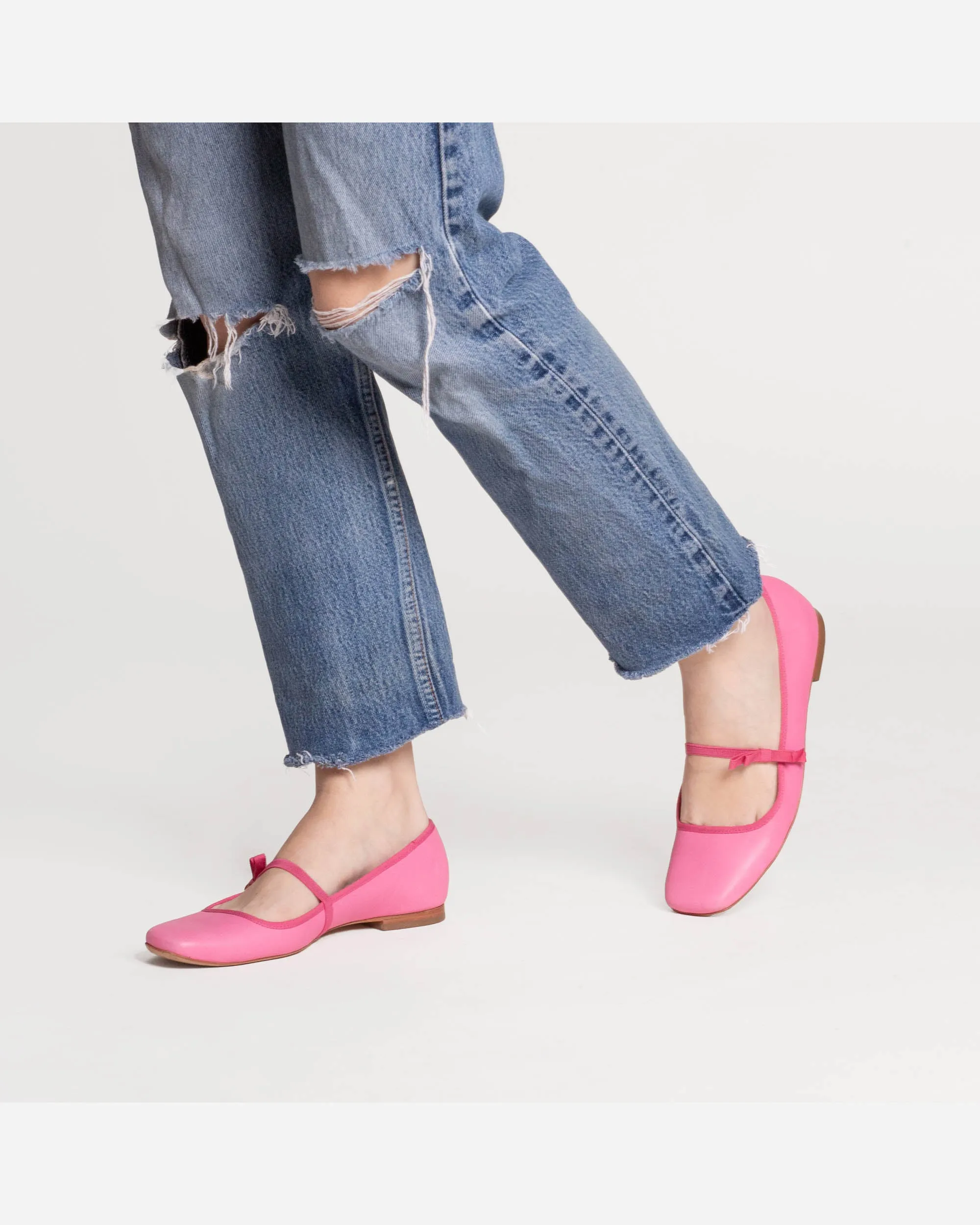 Jude Mary Jane Flat - Leather Pink