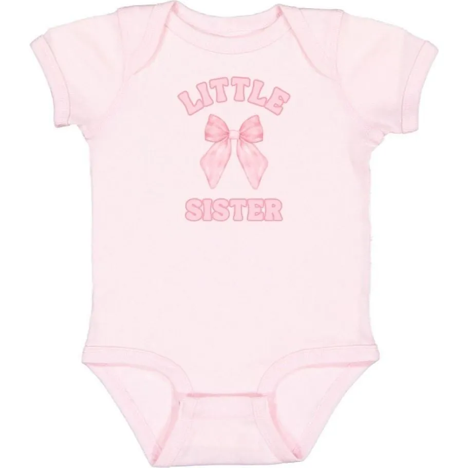 Little Sister Bow Short Sleeve Bodysuit- Ballet Pink