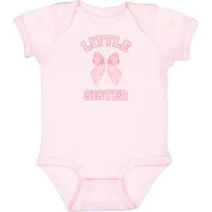 Little Sister Bow Short Sleeve Bodysuit- Ballet Pink