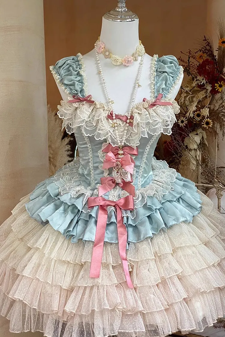 Love God Girl Romantic Ballet Style Multi-layer Ruffle Sweet Princess Lolita Dress 2 Colors