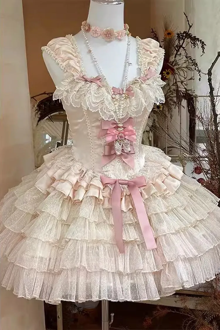Love God Girl Romantic Ballet Style Multi-layer Ruffle Sweet Princess Lolita Dress 2 Colors