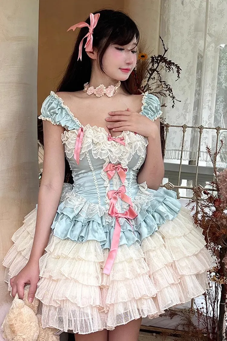 Love God Girl Romantic Ballet Style Multi-layer Ruffle Sweet Princess Lolita Dress 2 Colors