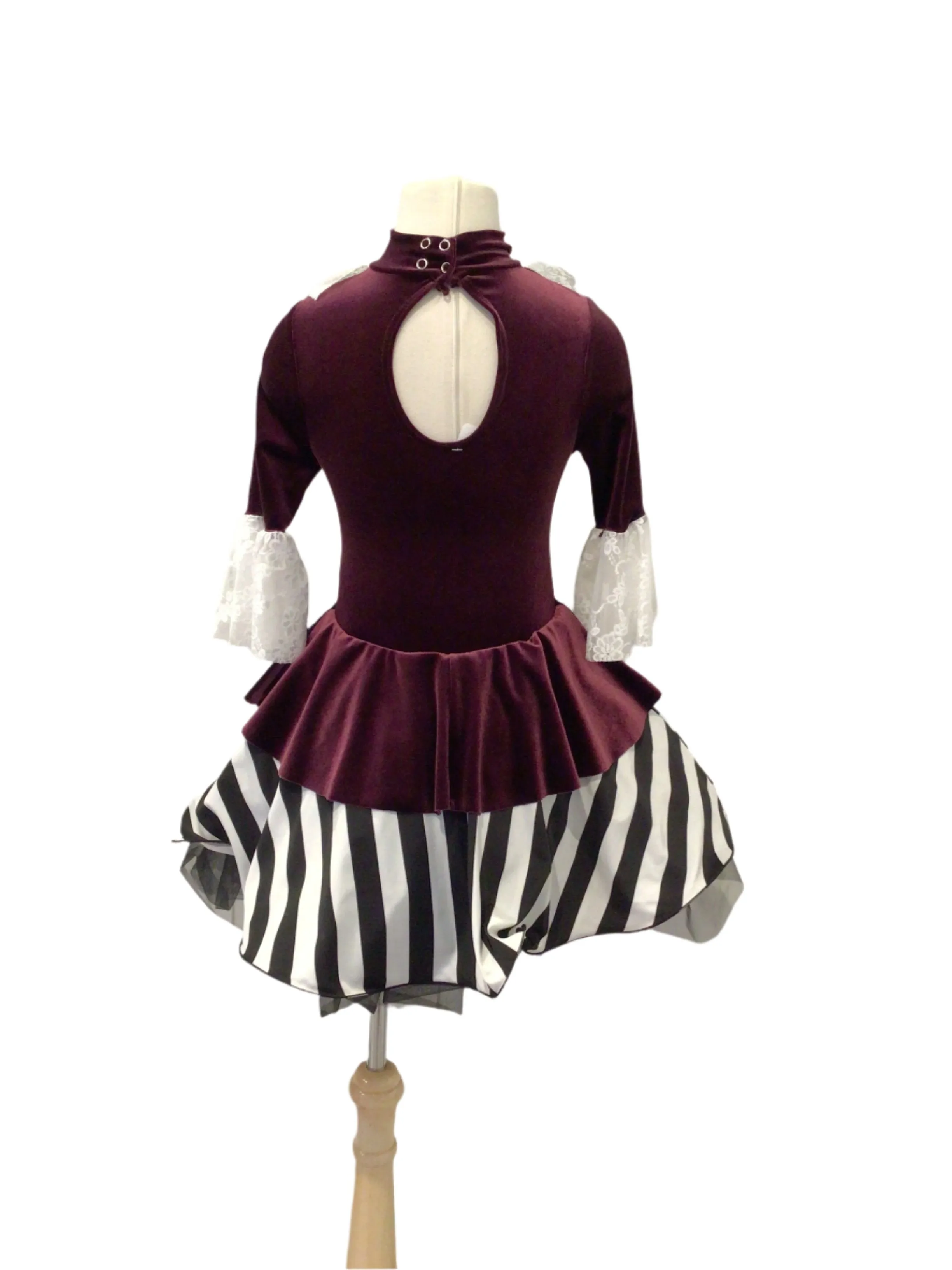 Maroon Velvet and White Dress