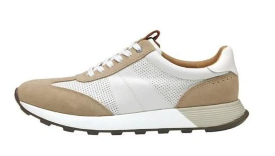 MEN'S JOHNSTON & MURPHY KINNON T-TOE | SAND SUEDE / WHITE FULL GRAIN