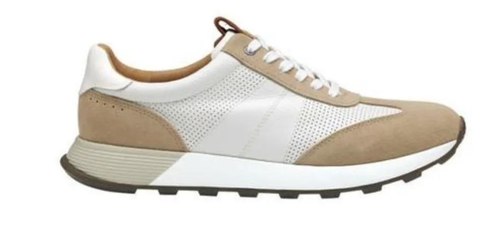 MEN'S JOHNSTON & MURPHY KINNON T-TOE | SAND SUEDE / WHITE FULL GRAIN