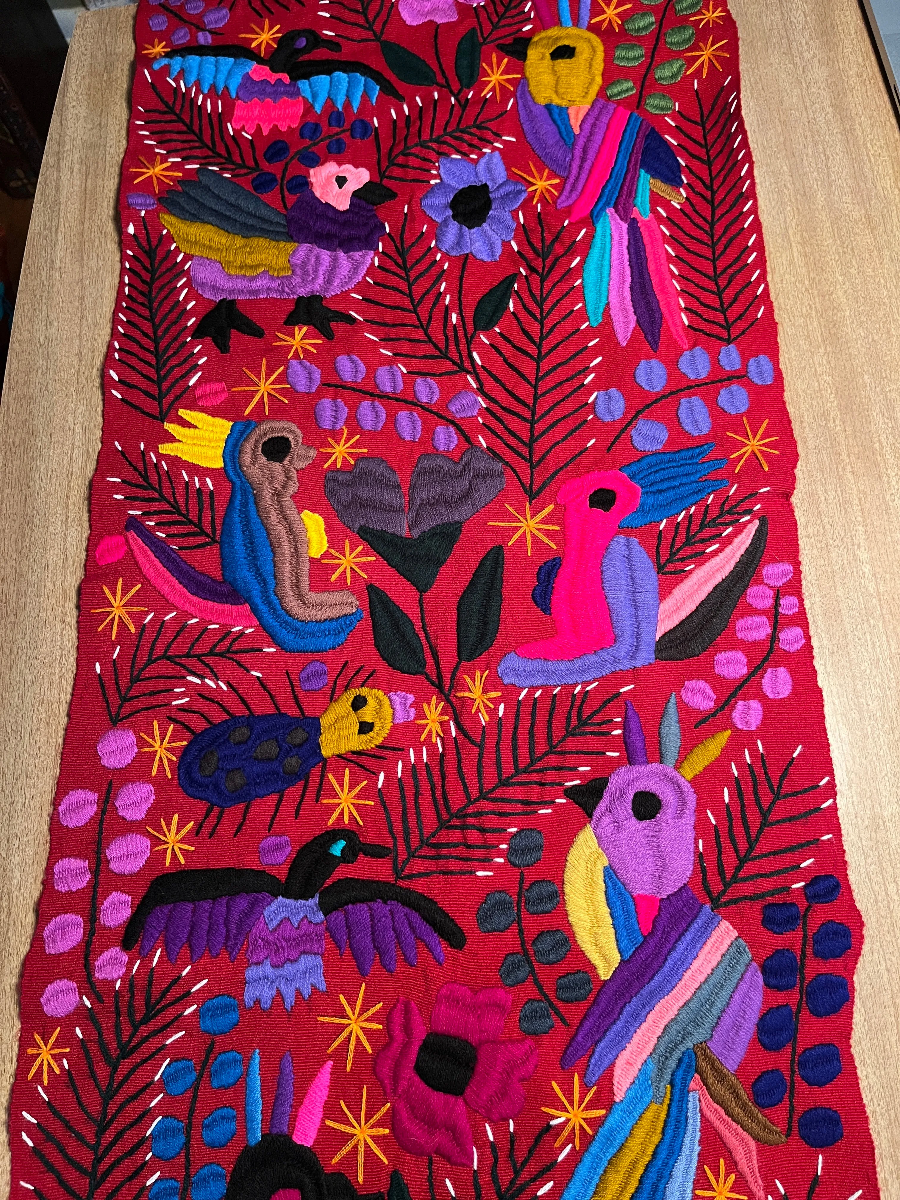 Mexican Otomi Hand Embroidered Table Runner