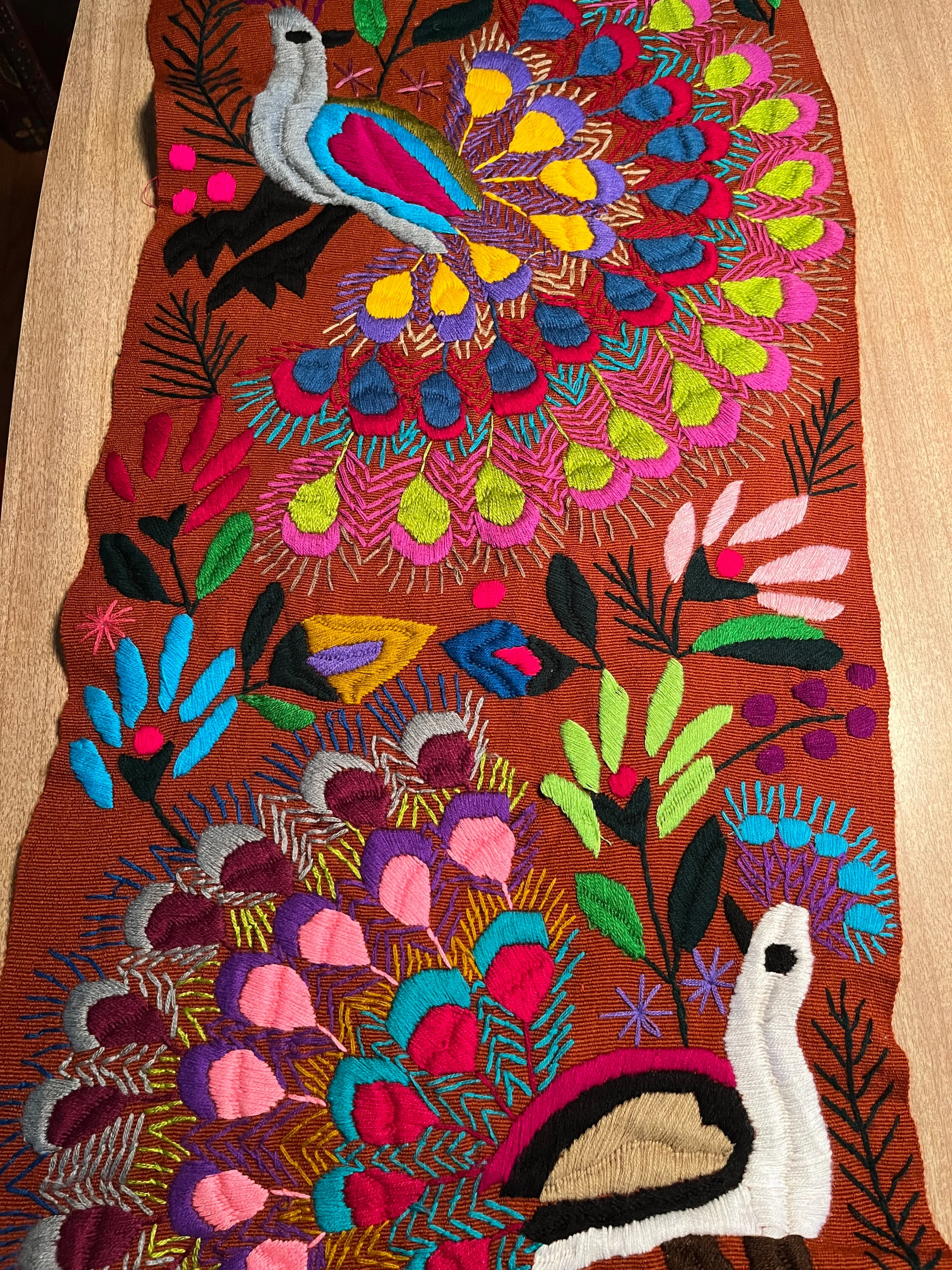 Mexican Otomi Hand Embroidered Table Runner