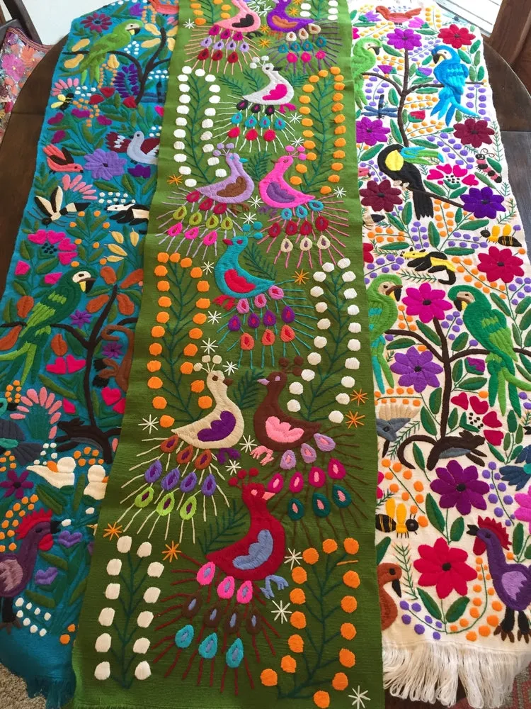 Mexican Otomi Hand Embroidered Table Runner