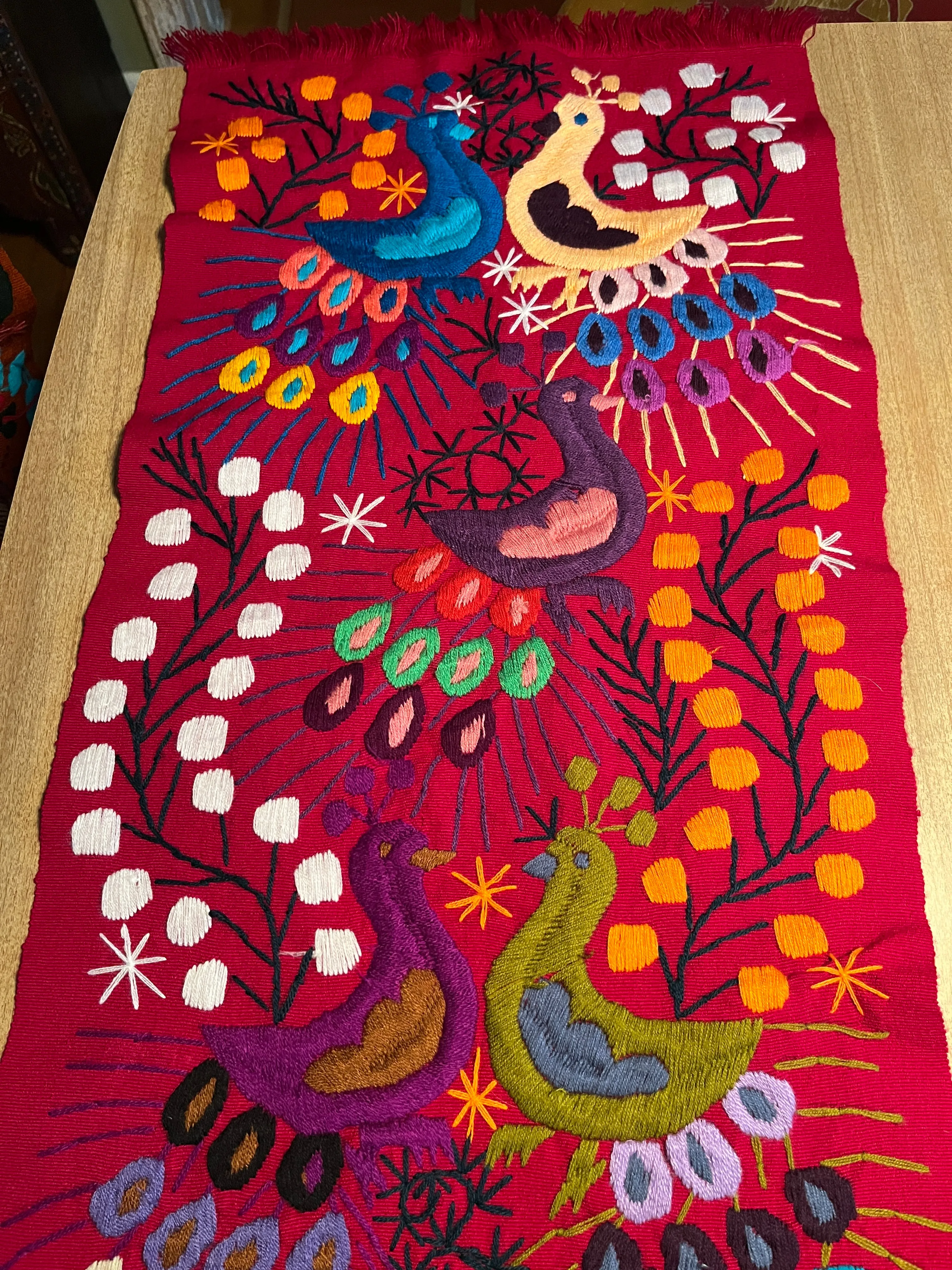 Mexican Otomi Hand Embroidered Table Runner