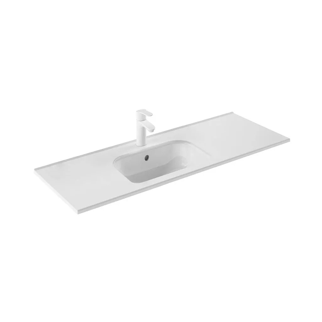 Mio 2 Drawers   2 Open Shelf Bathroom Vanity with Ceramic Sink - Wall Mount - 48" Mdf/Matte White/Matte Black