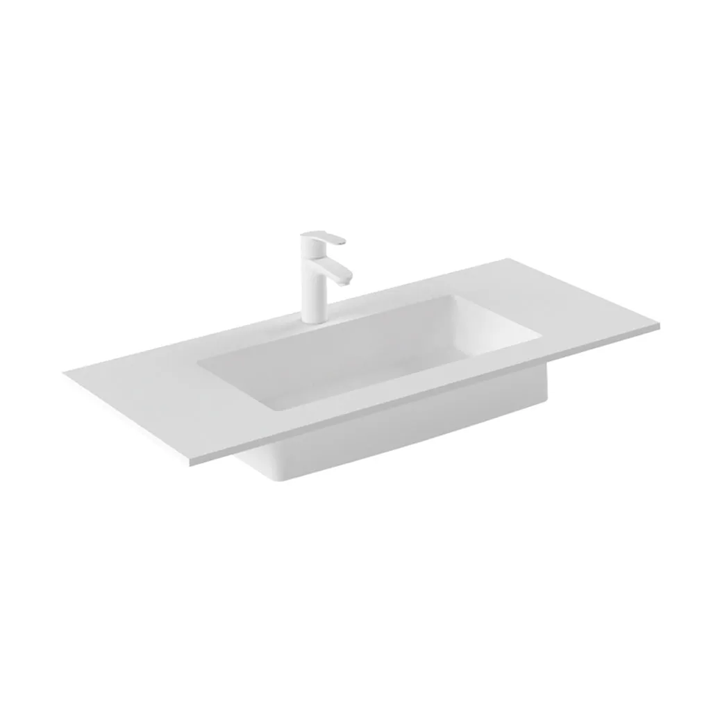 Mio 2 Drawers   2 Open Shelf Bathroom Vanity with Mineral Sink - Wall Mount - 40" Particle Board Laminated/Grey Elm/Sand