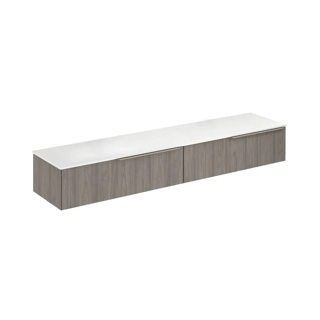 Mio 2 Drawers Bathroom Vanity with Mineral Countertop - Wall Mount - 80" Particle Board Laminated/Grey Elm