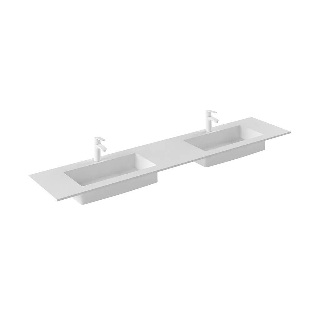 Mio 2 Drawers Bathroom Vanity with Mineral Sink - Wall Mount - 80" Particle Board Laminated/Grey Elm