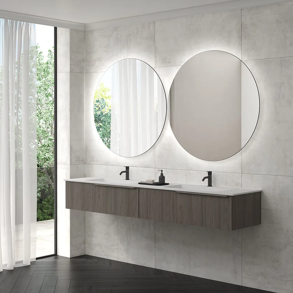Mio 2 Drawers Bathroom Vanity with Mineral Sink - Wall Mount - 80" Particle Board Laminated/Grey Elm