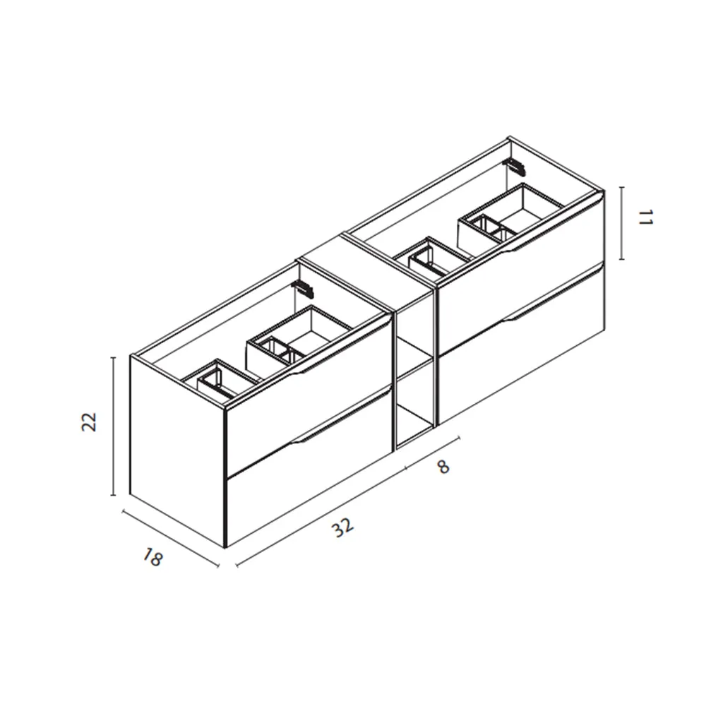 Mio 4 Drawers   1 Open Shelf Bathroom Vanity with Mineral Countertop - Wall Mount - 72" Particle Board Laminated/Matte White/Matte Black