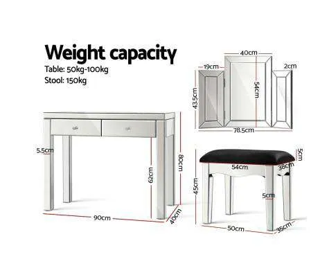 Mirrored Furniture Dressing Table Dresser Chest of Drawers Mirror Stool