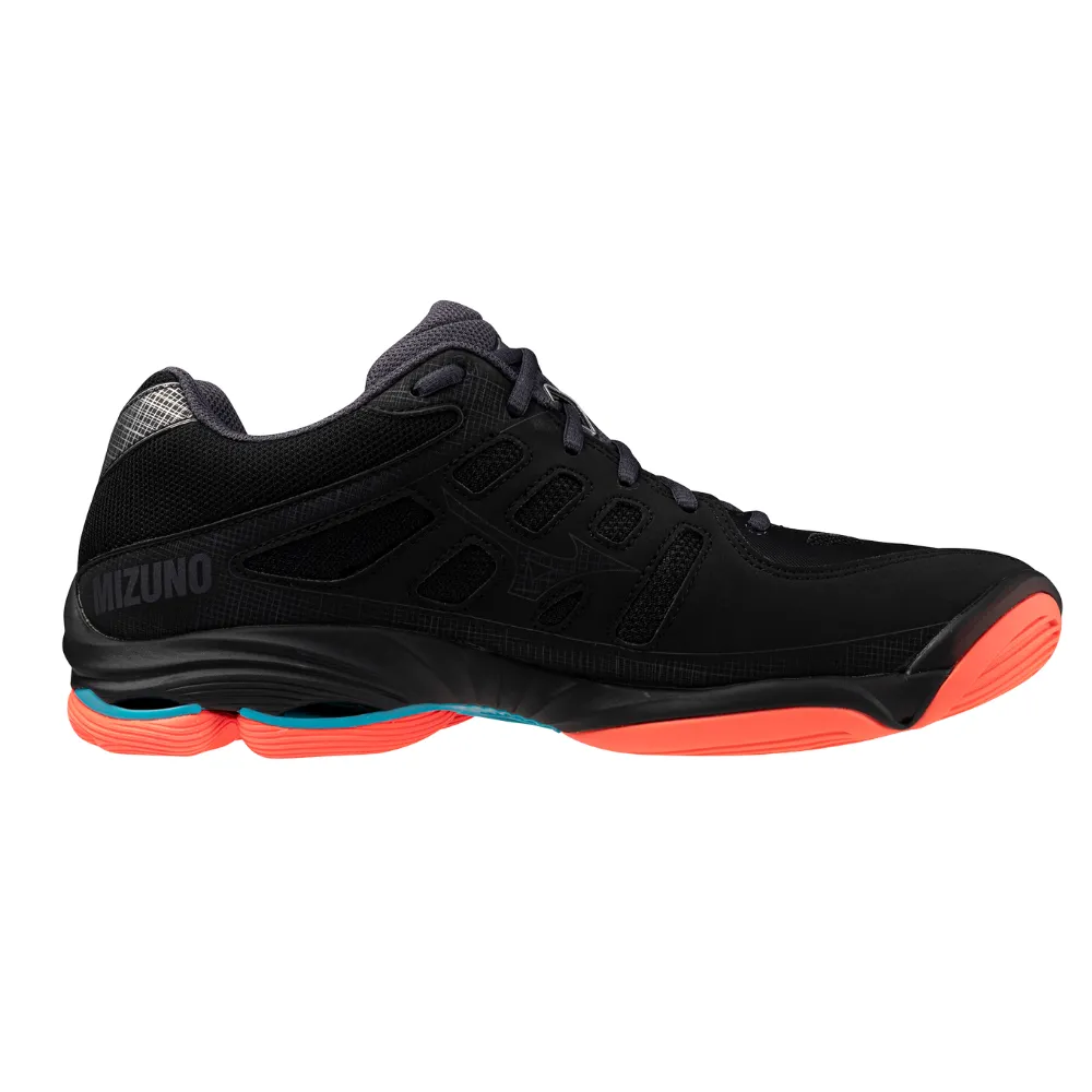 Mizuno Wave Voltage 2 2025 Unisex Volleyball Shoes (Black/Neon Flame/Peacock Blue)