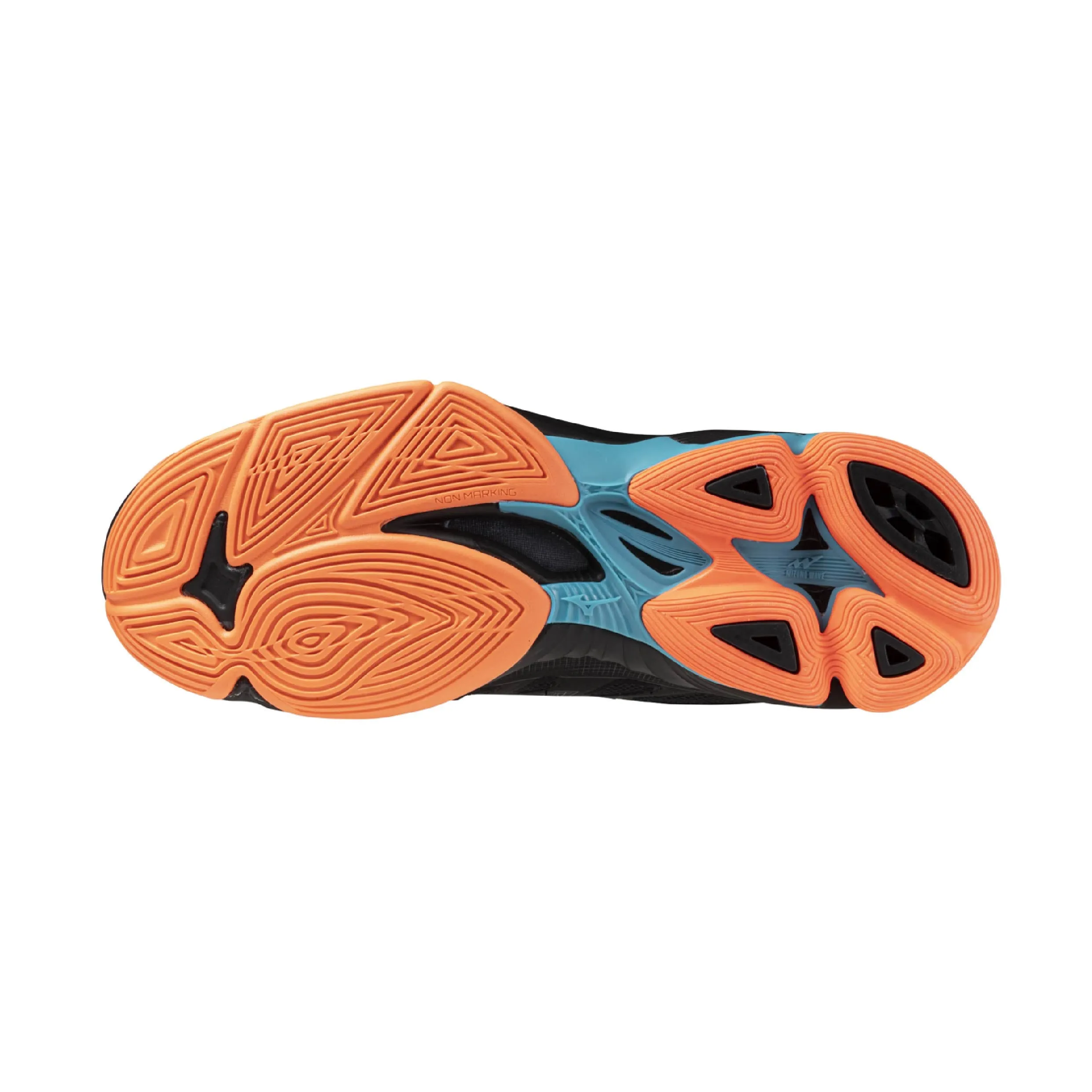 Mizuno Wave Voltage 2 2025 Unisex Volleyball Shoes (Black/Neon Flame/Peacock Blue)