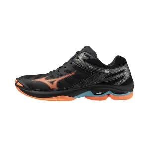 Mizuno Wave Voltage 2 2025 Unisex Volleyball Shoes (Black/Neon Flame/Peacock Blue)