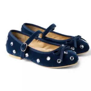 Navy Velvet Jewel Ballet Flat
