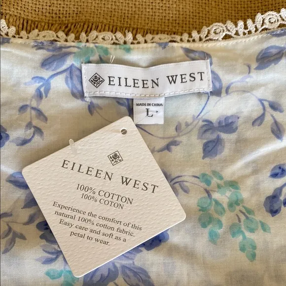 NEW Eileen West Cotton Floral Ballet Long Sleeve Nightgown With Pockets