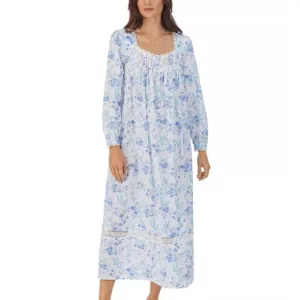 NEW Eileen West Cotton Floral Ballet Long Sleeve Nightgown With Pockets