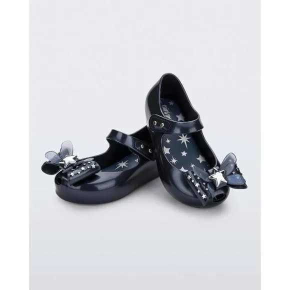NEW MINI MELISSA girls' ultragirl star ballet flat in metallic blue