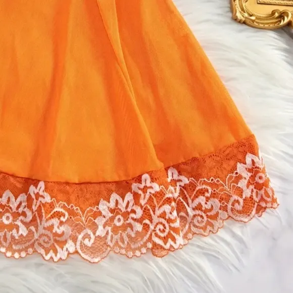 NEW💥 Sexy Orange Lace Lingerie Set W/Thong, Ect. Gift Bag 💝