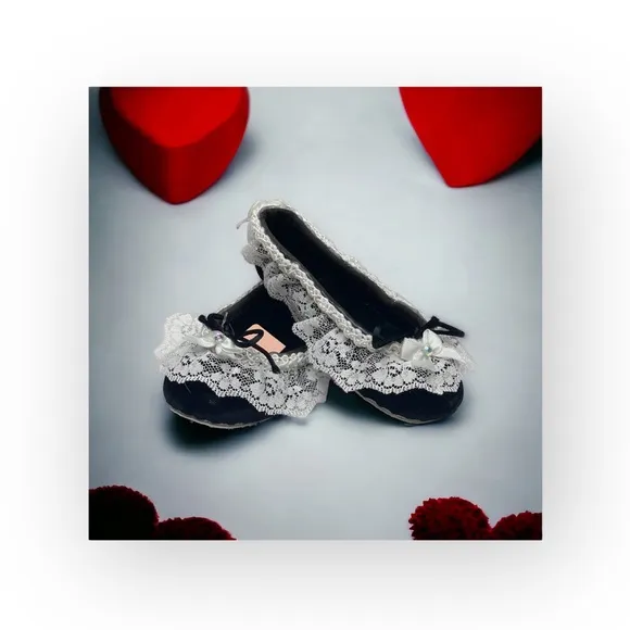 new Shop of the Moment ❃ Embellished Lace Ballet Flat ❃ Black Velvet ❃ Baby Girl