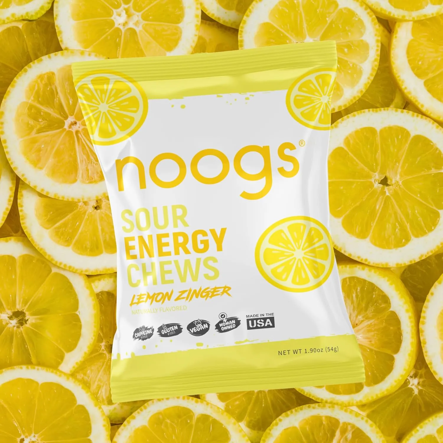 noogs | Sour Energy Chews | Lemon Zinger | 1.9 oz