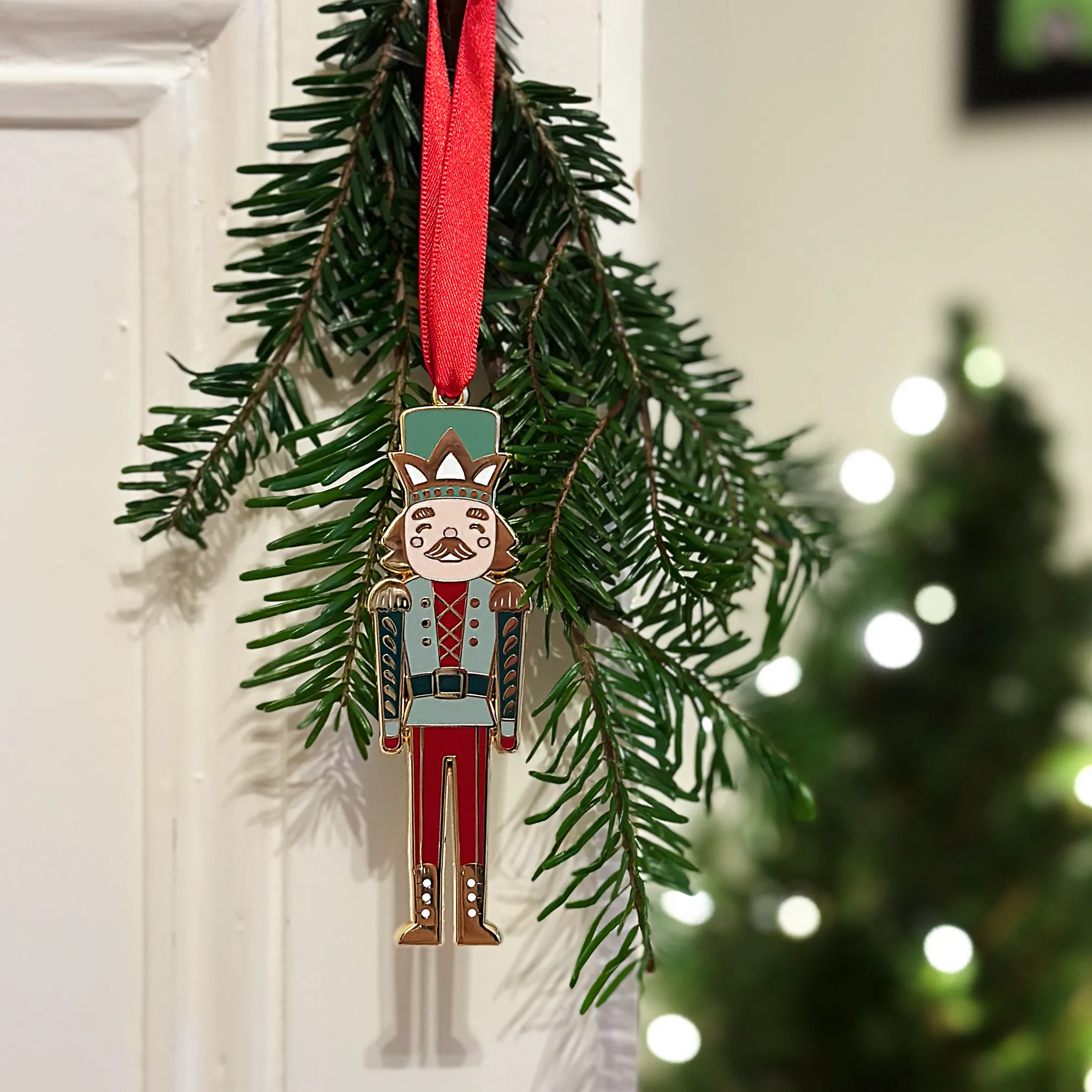 Nutcracker Enamel Christmas Tree Decoration