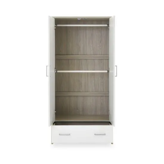 OBABY Nika Double Wardrobe - Grey Wash & White