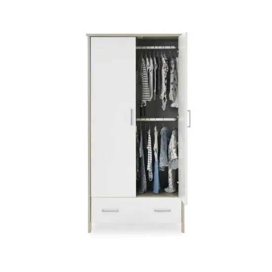 OBABY Nika Double Wardrobe - Grey Wash & White