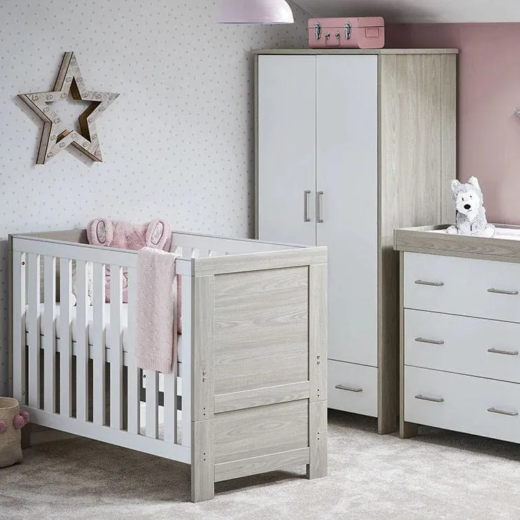 OBaby Nika Mini 3 Piece Room Set - Grey Wash & White