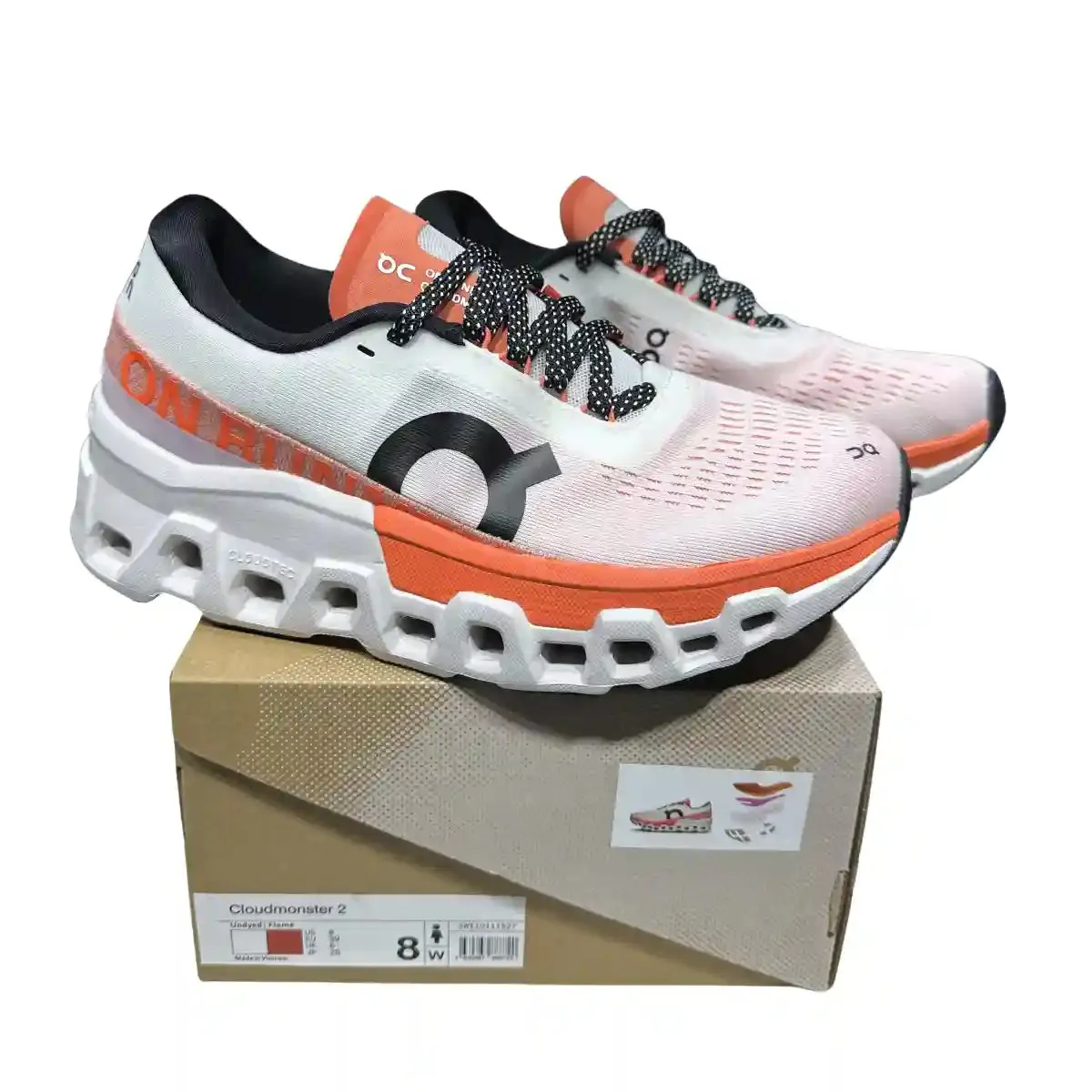 On Cloudmonster 2  Men's White/Tangerine Red