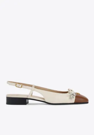 Paneled VLogo Leather Ballerinas