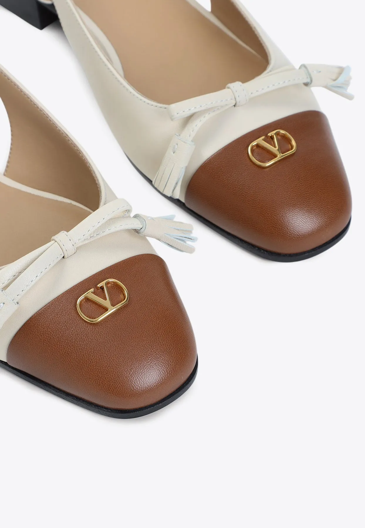 Paneled VLogo Leather Ballerinas